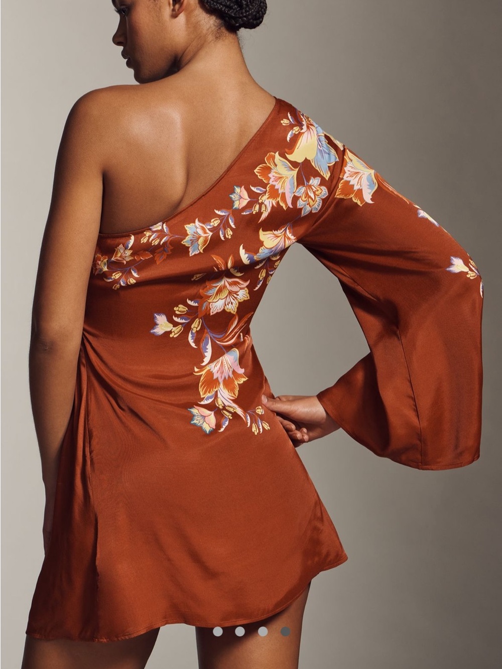 FARM Rio Rust Floral One-Shoulder Mini Dress - Picture 5 of 6